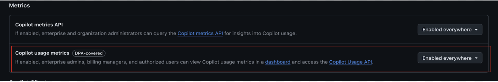 Configure Copilot usage metrics for Enterprise
